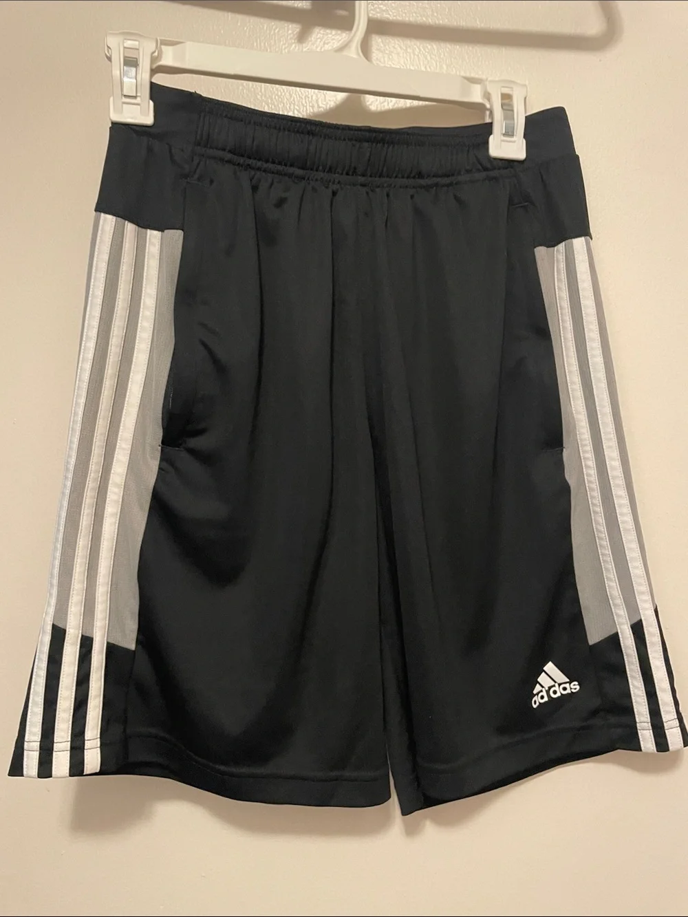 adidas Black Men’s Athletic Shorts with White Side Stripes